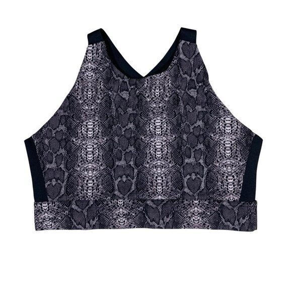 Varley Gray Snake Print High Neck Sports Bra Wide Strap Luxe Feel Large - Picture 1 of 4